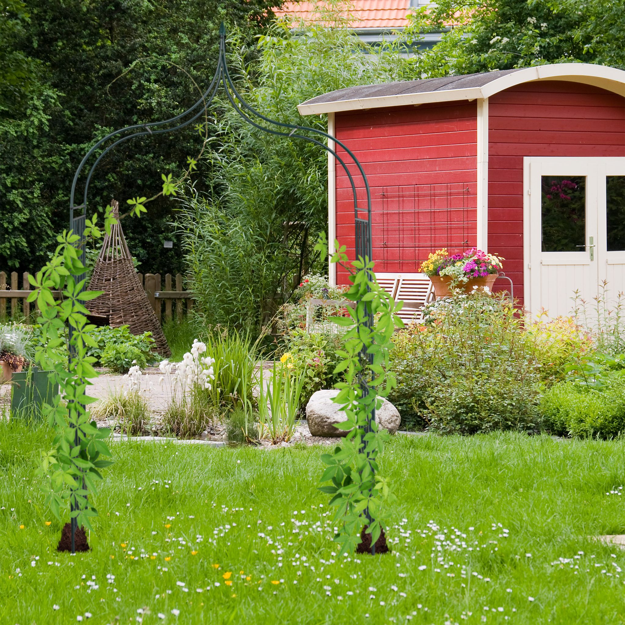 Rosenbogen Metall mit Spitzen Dunkelgrün von Relaxdays