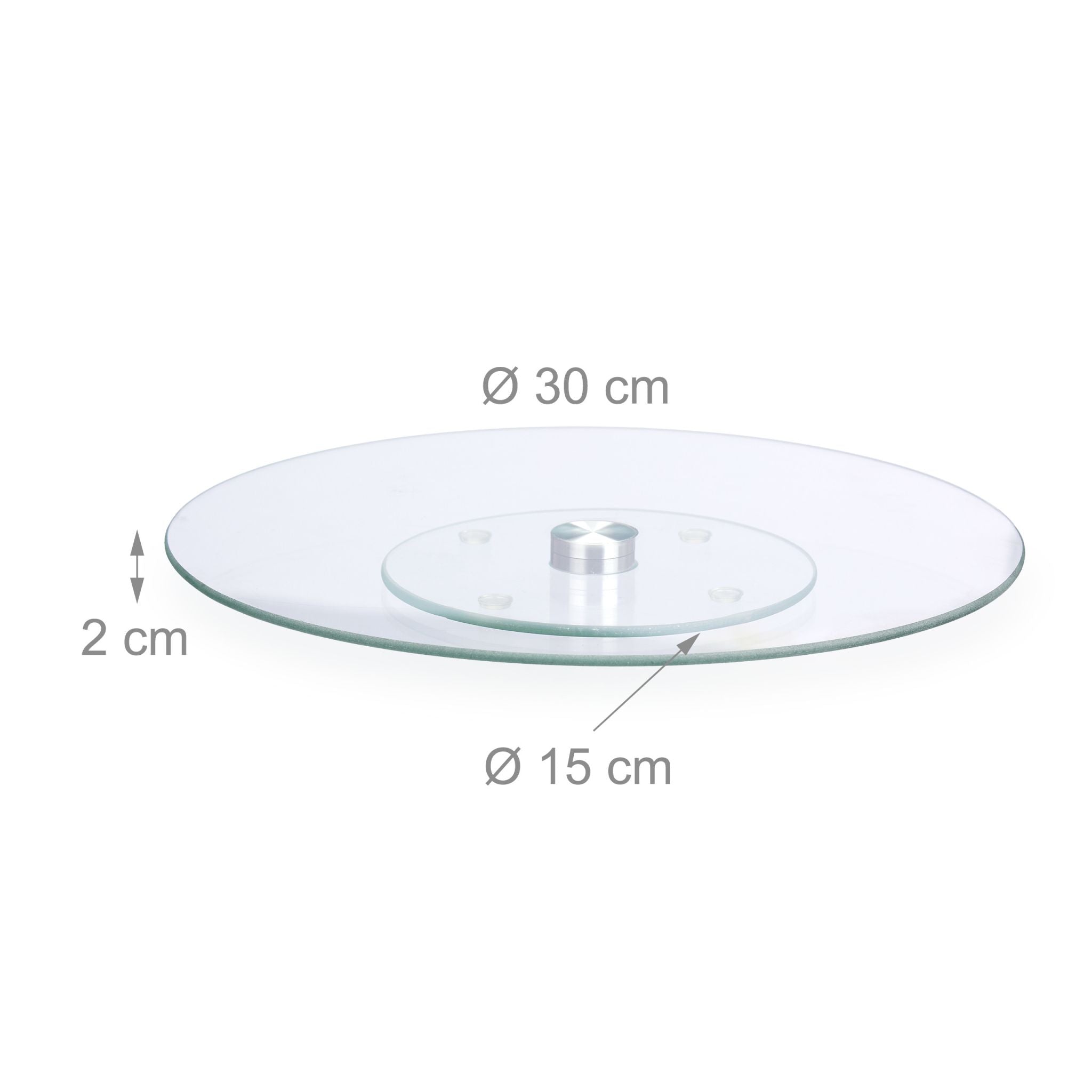 Drehbare Tortenplatte Glas Silber-Transparent von Relaxdays