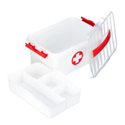 Medizinbox Kunststoff Weiss-Rot-Transparent von Relaxdays