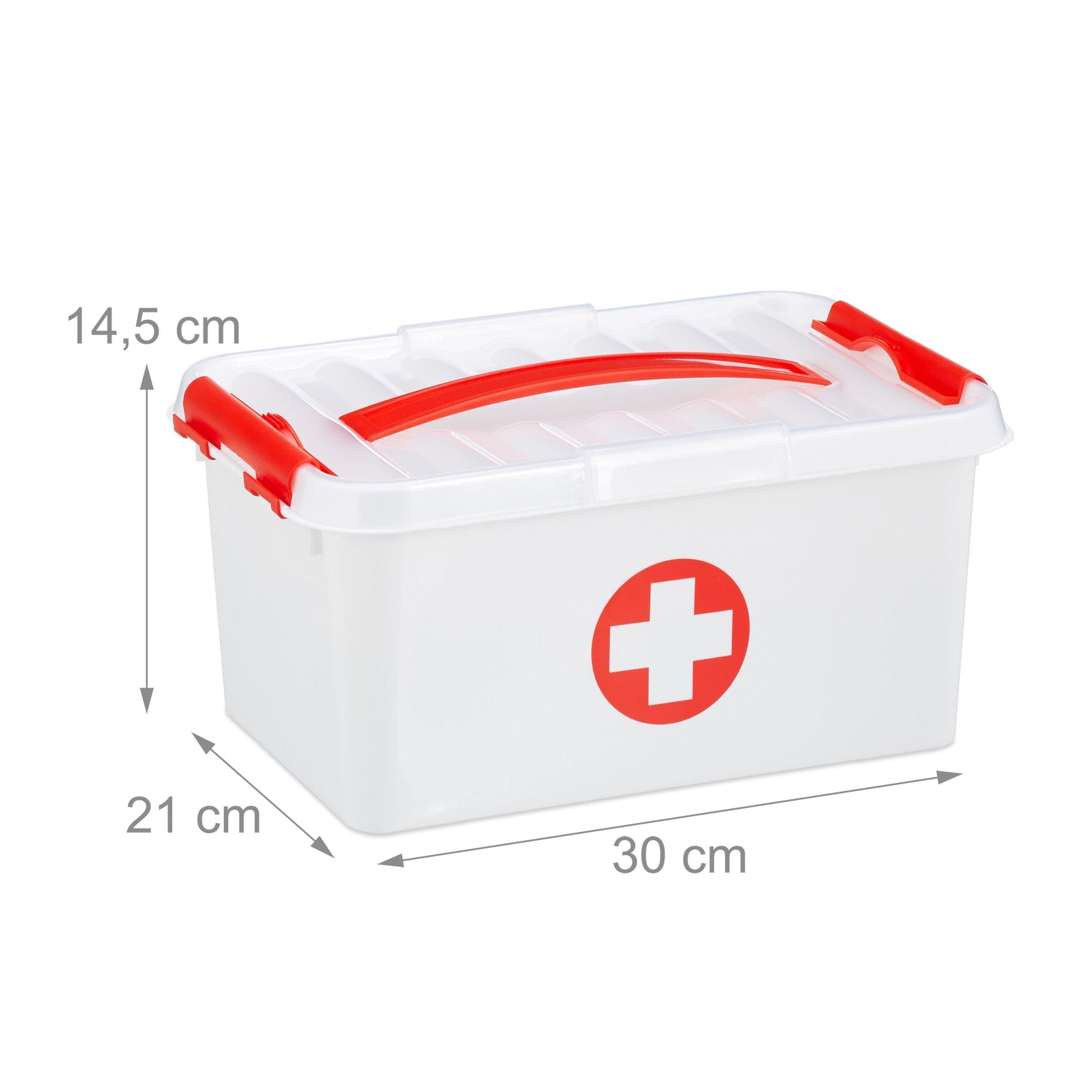 Medizinbox Kunststoff Weiss-Rot-Transparent von Relaxdays