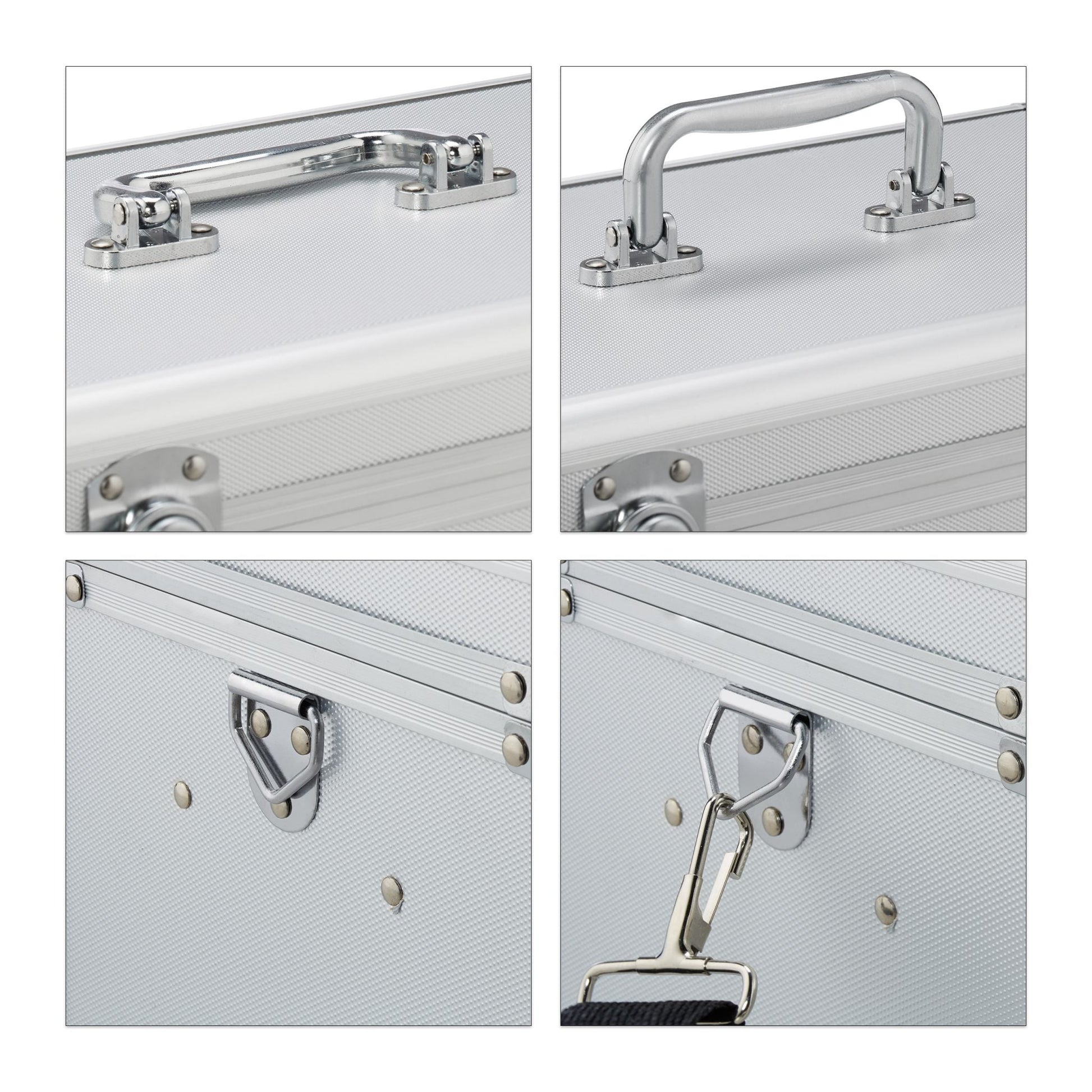Erste Hilfe Koffer Aluminium Rot-Schwarz-Silber von Relaxdays
