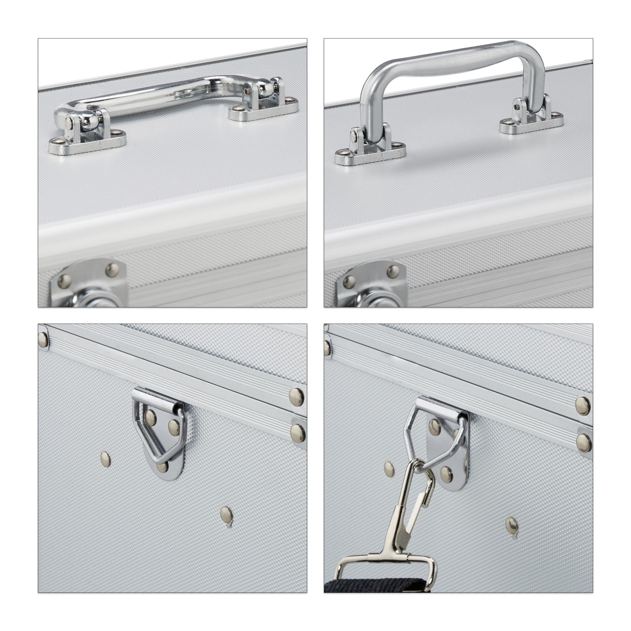 Erste Hilfe Koffer Aluminium Rot-Schwarz-Silber von Relaxdays
