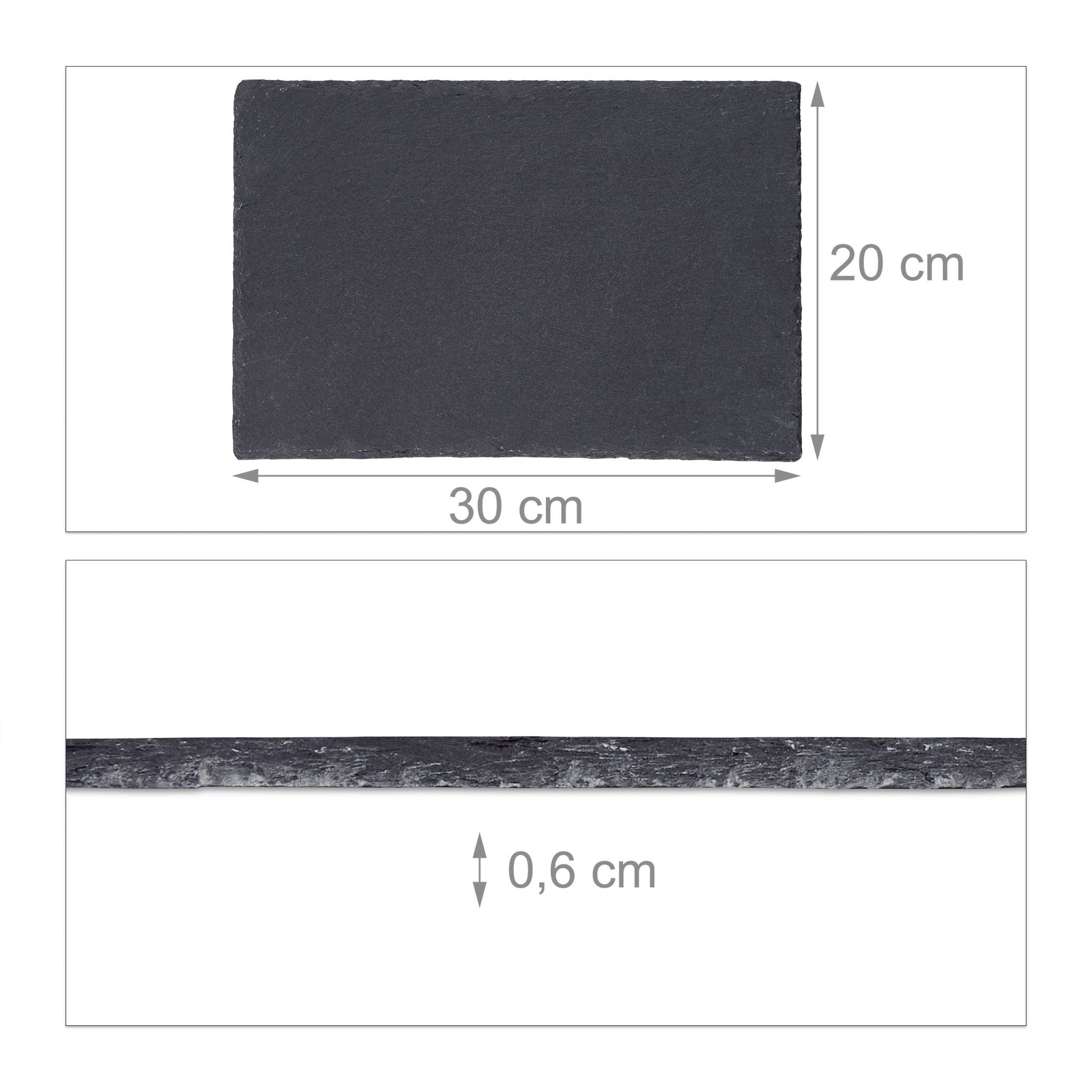 Schieferplatte 30x20cm 6er-Set Anthrazit von Relaxdays