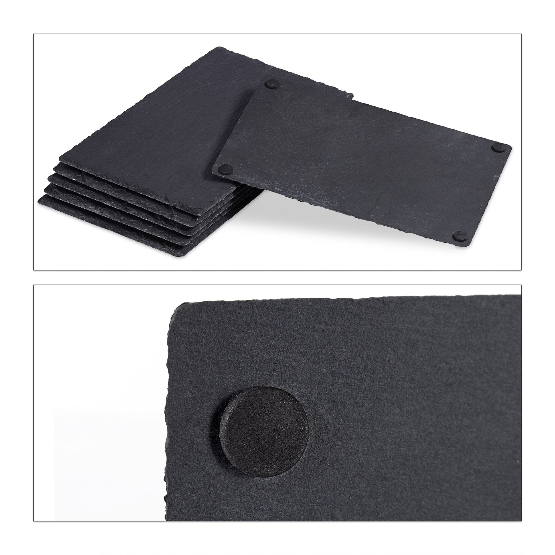Schieferplatte 30x20cm 6er-Set Anthrazit von Relaxdays