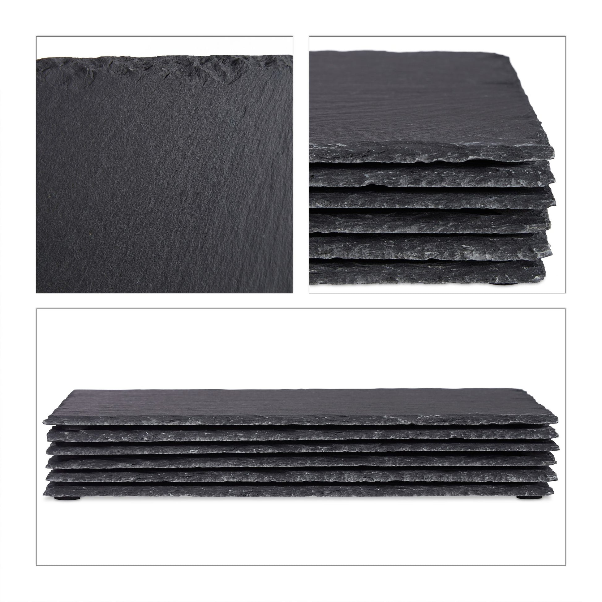 Schieferplatte 30x20cm 6er-Set Anthrazit von Relaxdays