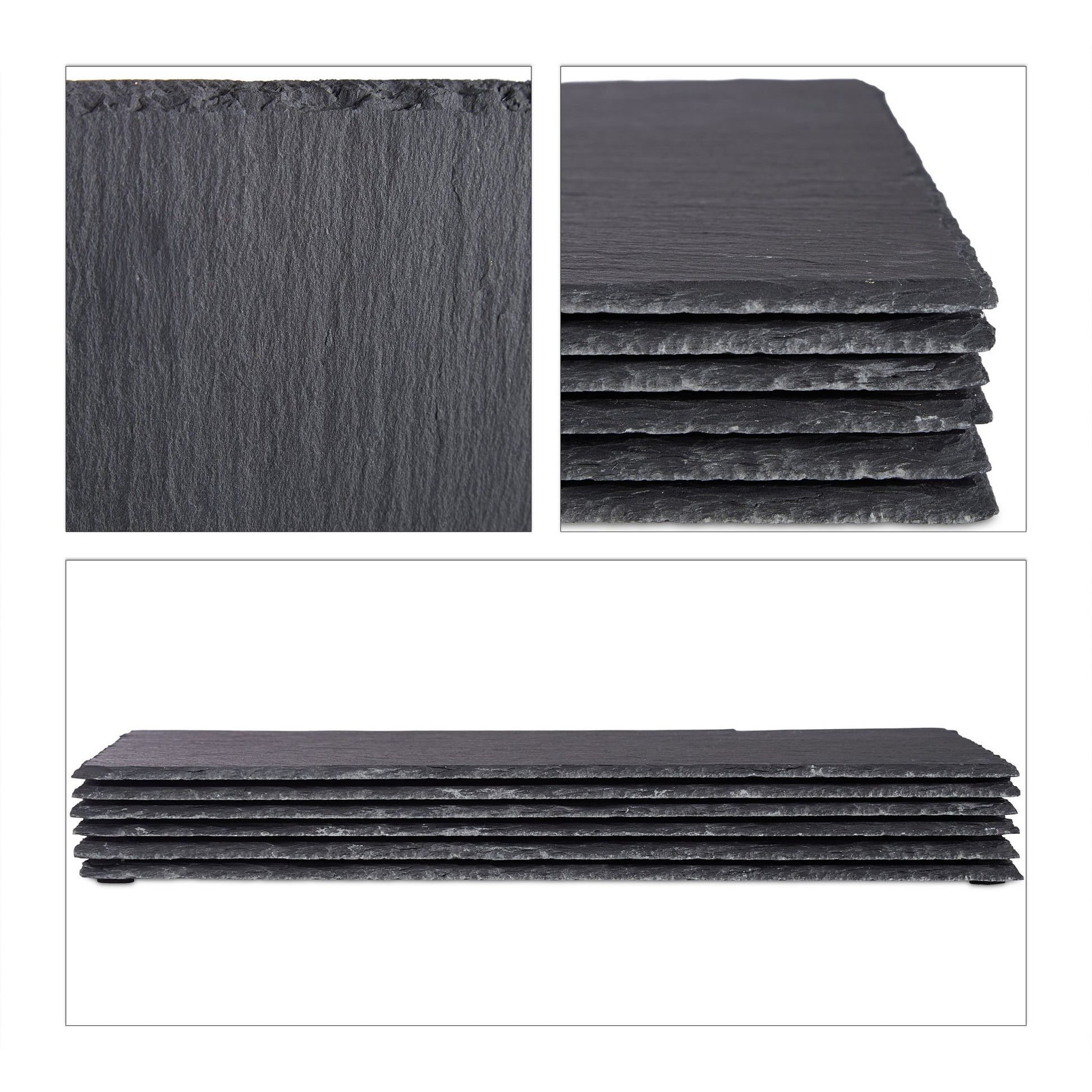 Schieferplatte 30x40cm 6er-Set Anthrazit von Relaxdays