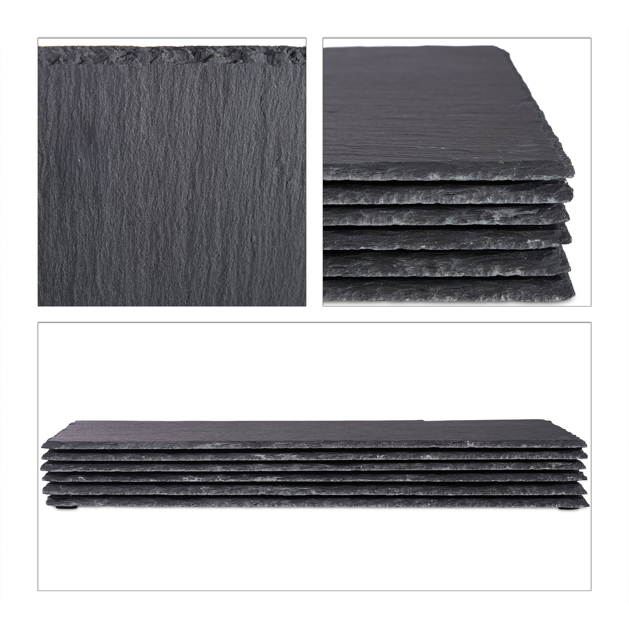 Schieferplatte 30x40cm 6er-Set Anthrazit von Relaxdays