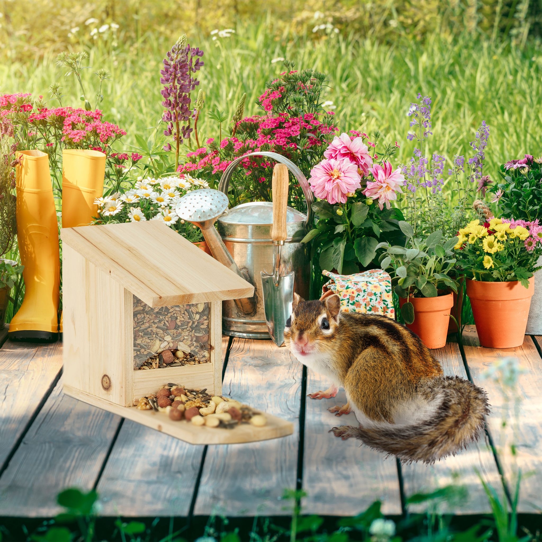 Eichhörnchen Futterhaus zum Stellen Dunkelbraun-Transparent von Relaxdays