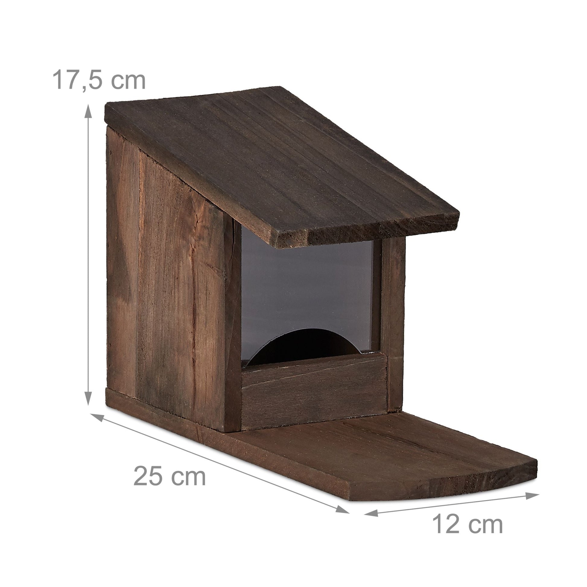 Eichhörnchen Futterhaus zum Stellen Dunkelbraun-Transparent von Relaxdays