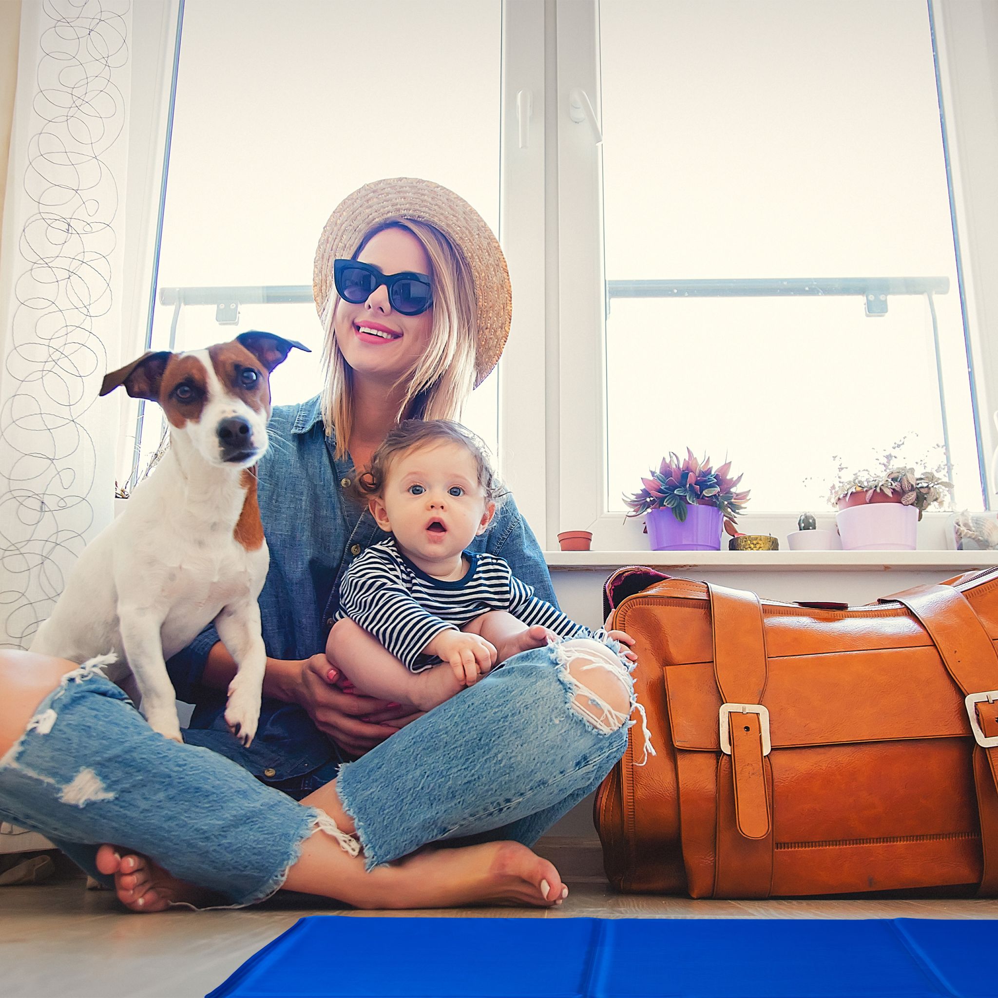 Kühlmatte Hund blau Blau von Relaxdays