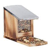 Eichhörnchen Futterhaus Metalldach Braun-Silber-Transparent von Relaxdays