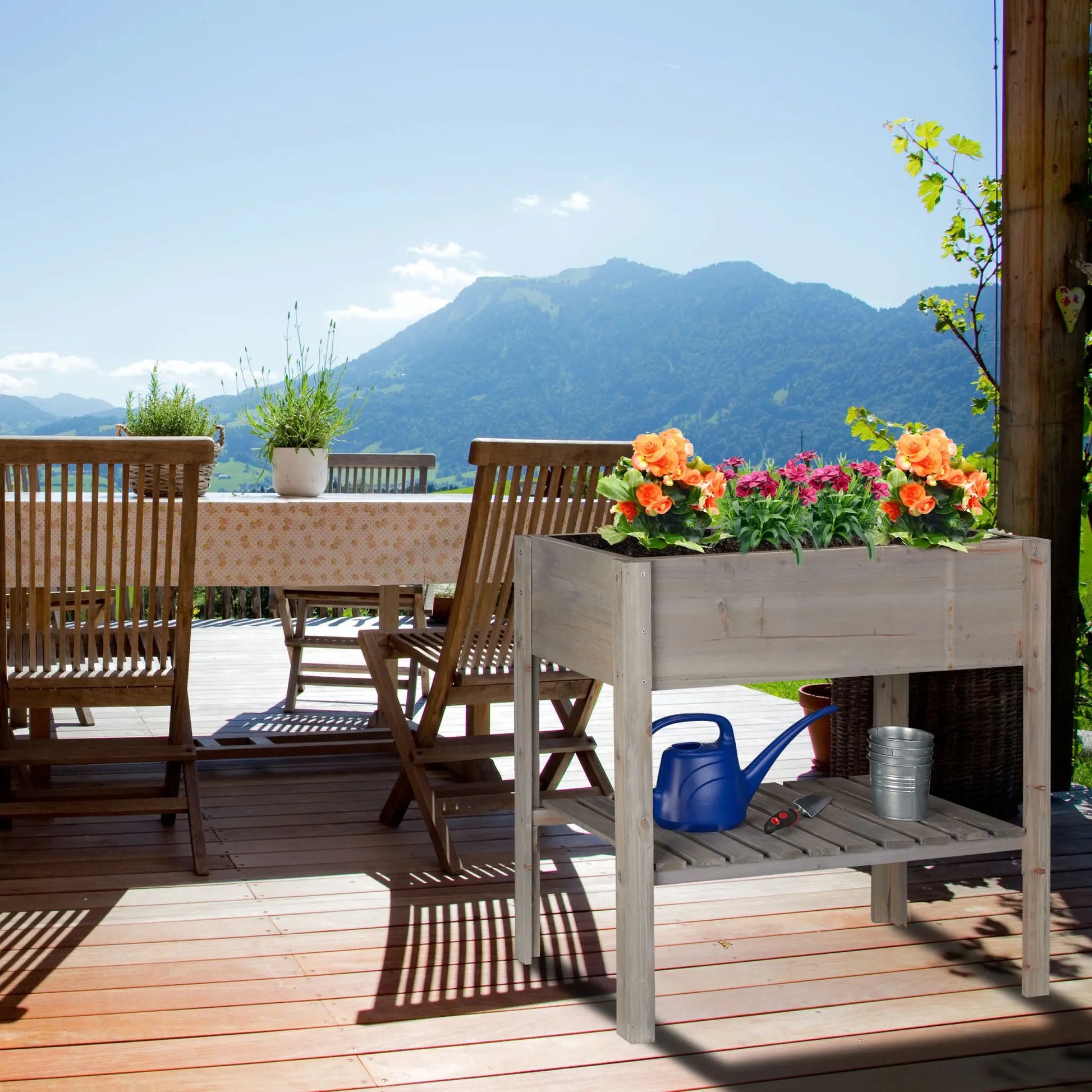 Hochbeet Holz grau Grau von Relaxdays