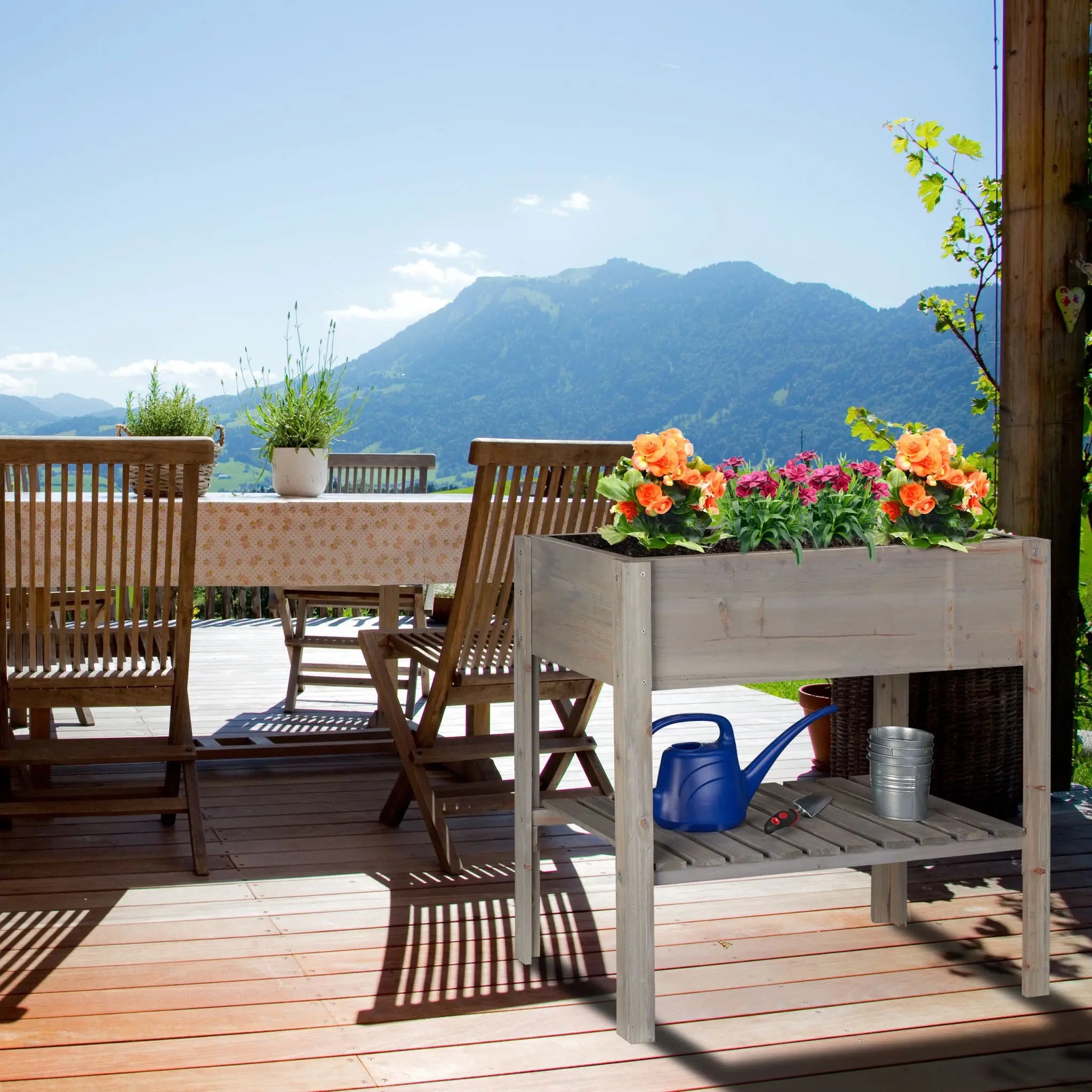 Hochbeet Holz grau Grau von Relaxdays