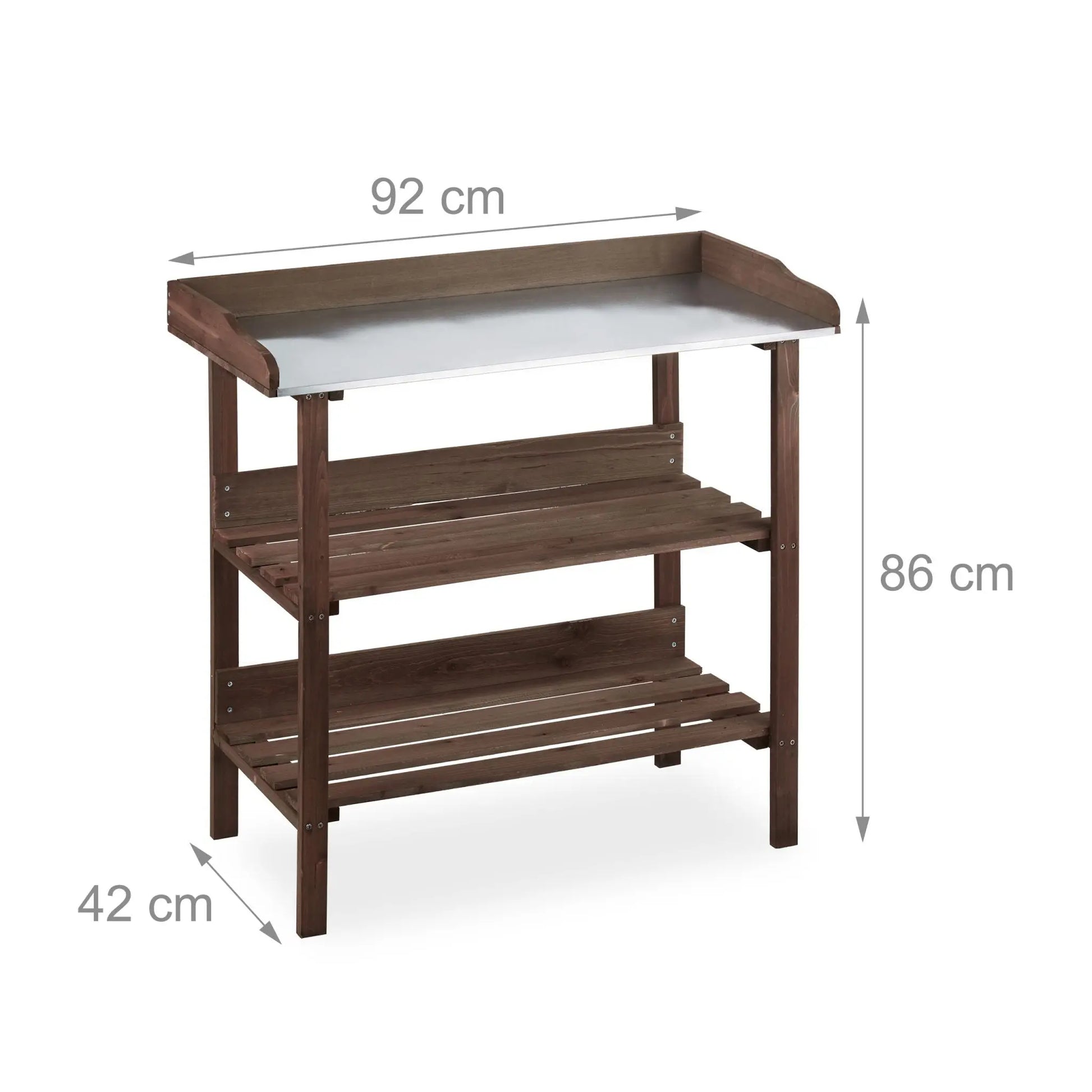 Pflanztisch Holz Dunkelbraun-Silber von Relaxdays