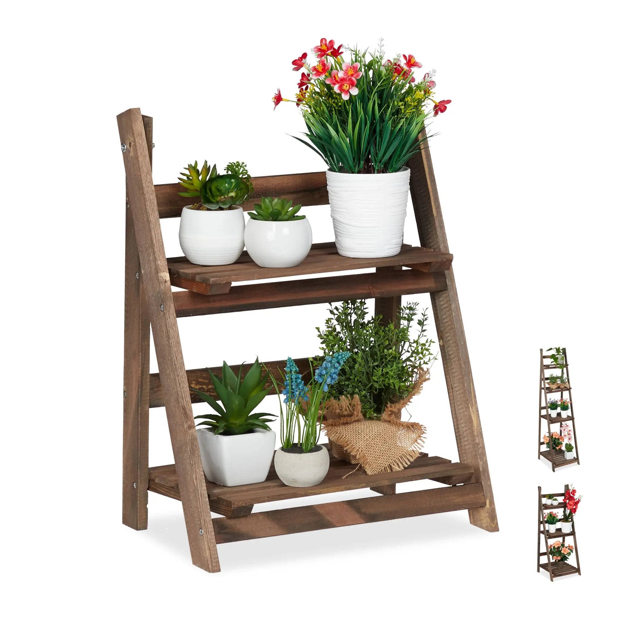 Blumentreppe Holz dunkelbraun Dunkelbraun von Relaxdays