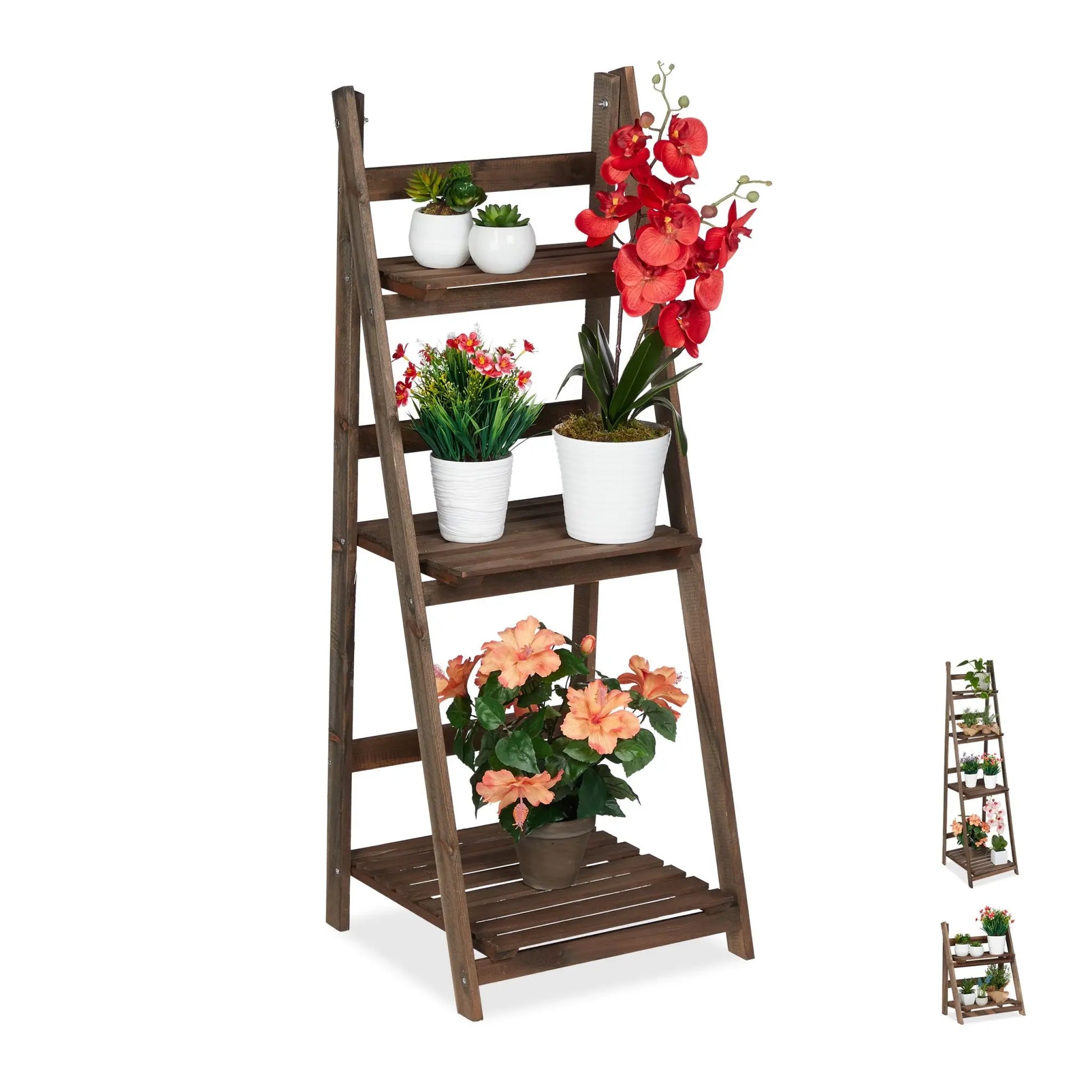 Blumentreppe Holz dunkelbraun Dunkelbraun von Relaxdays