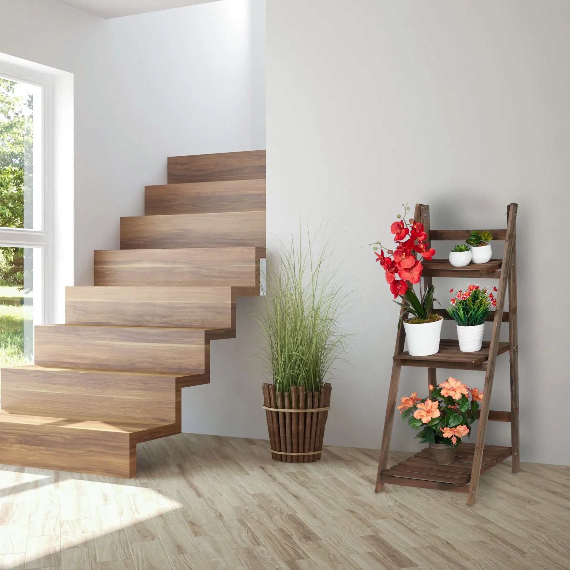 Blumentreppe Holz dunkelbraun Dunkelbraun von Relaxdays