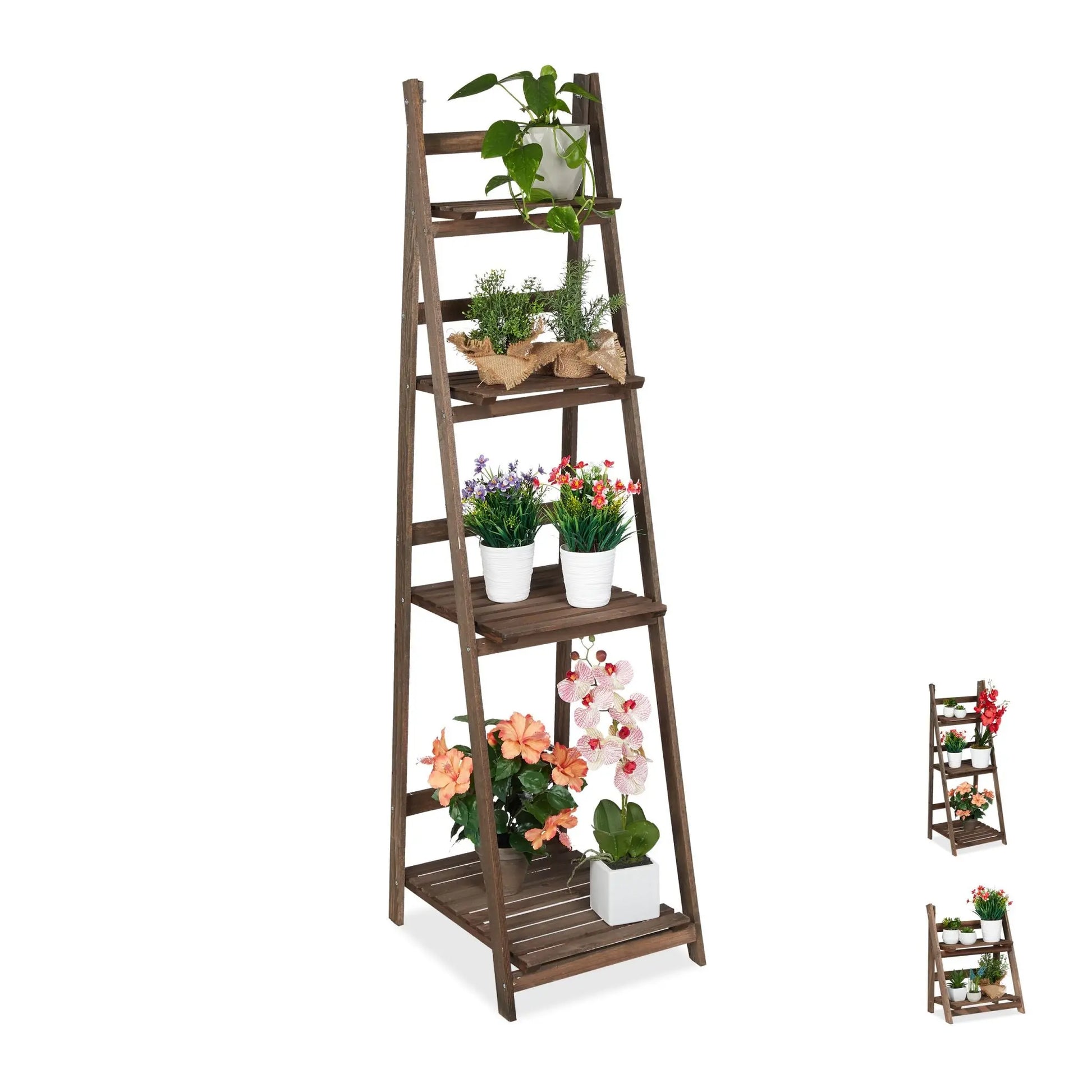 Blumentreppe Holz dunkelbraun Dunkelbraun von Relaxdays