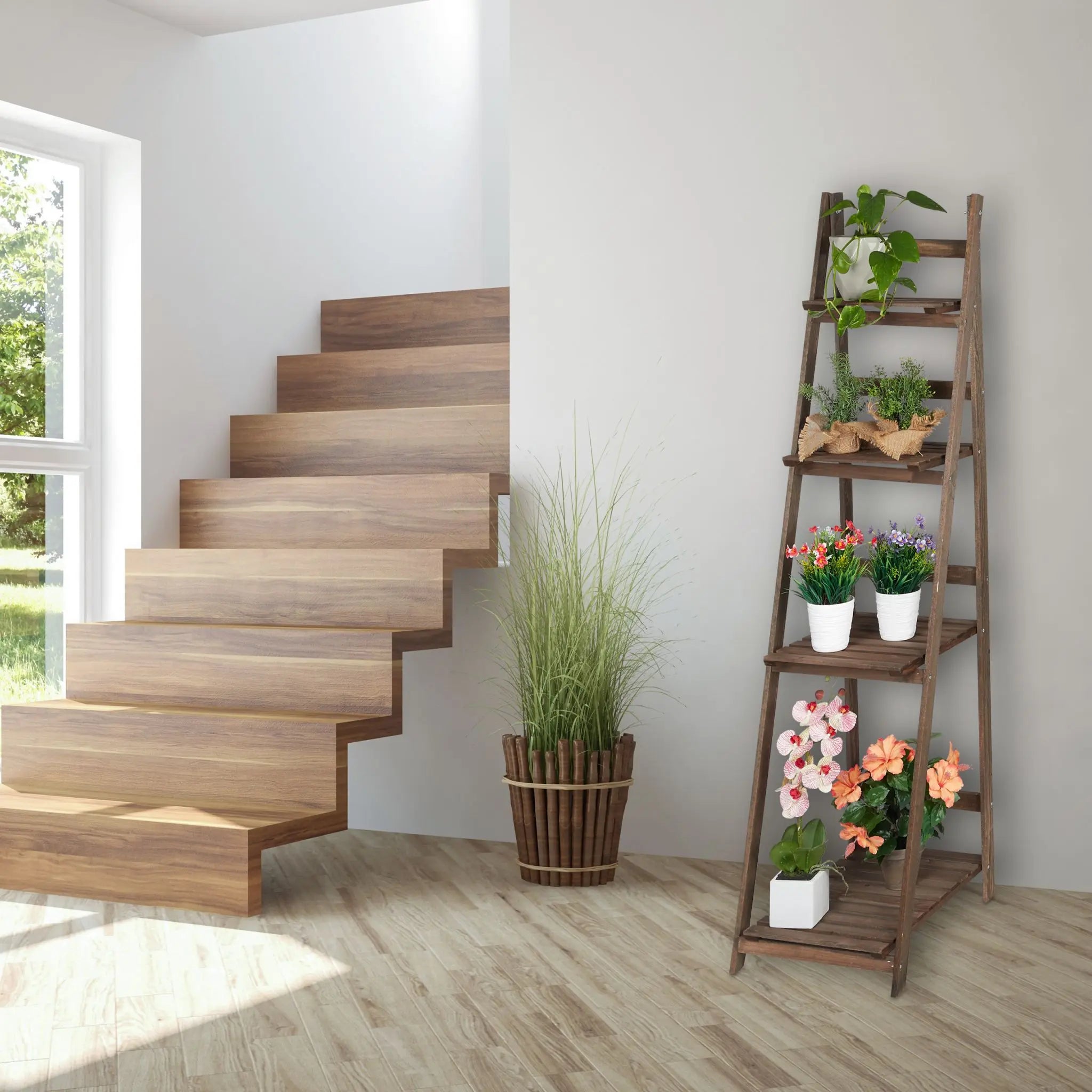 Blumentreppe Holz dunkelbraun Dunkelbraun von Relaxdays