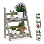 Blumentreppe Holz grau Grau von Relaxdays