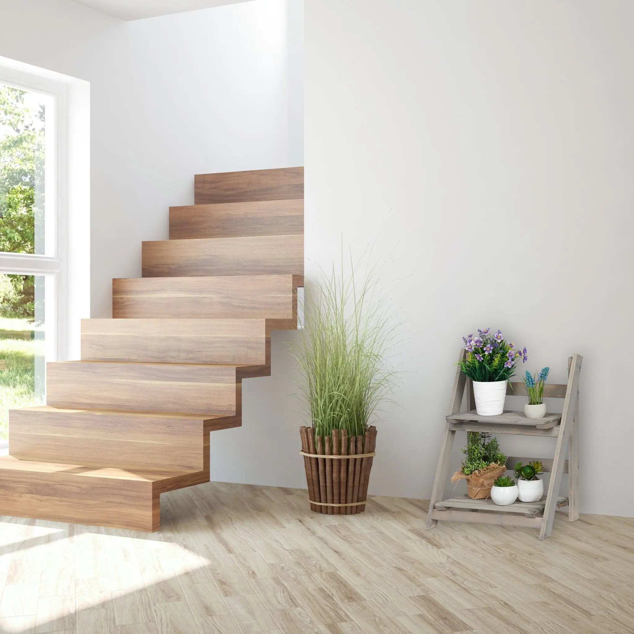 Blumentreppe Holz grau Grau von Relaxdays