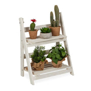 Blumentreppe Holz Weiss von Relaxdays