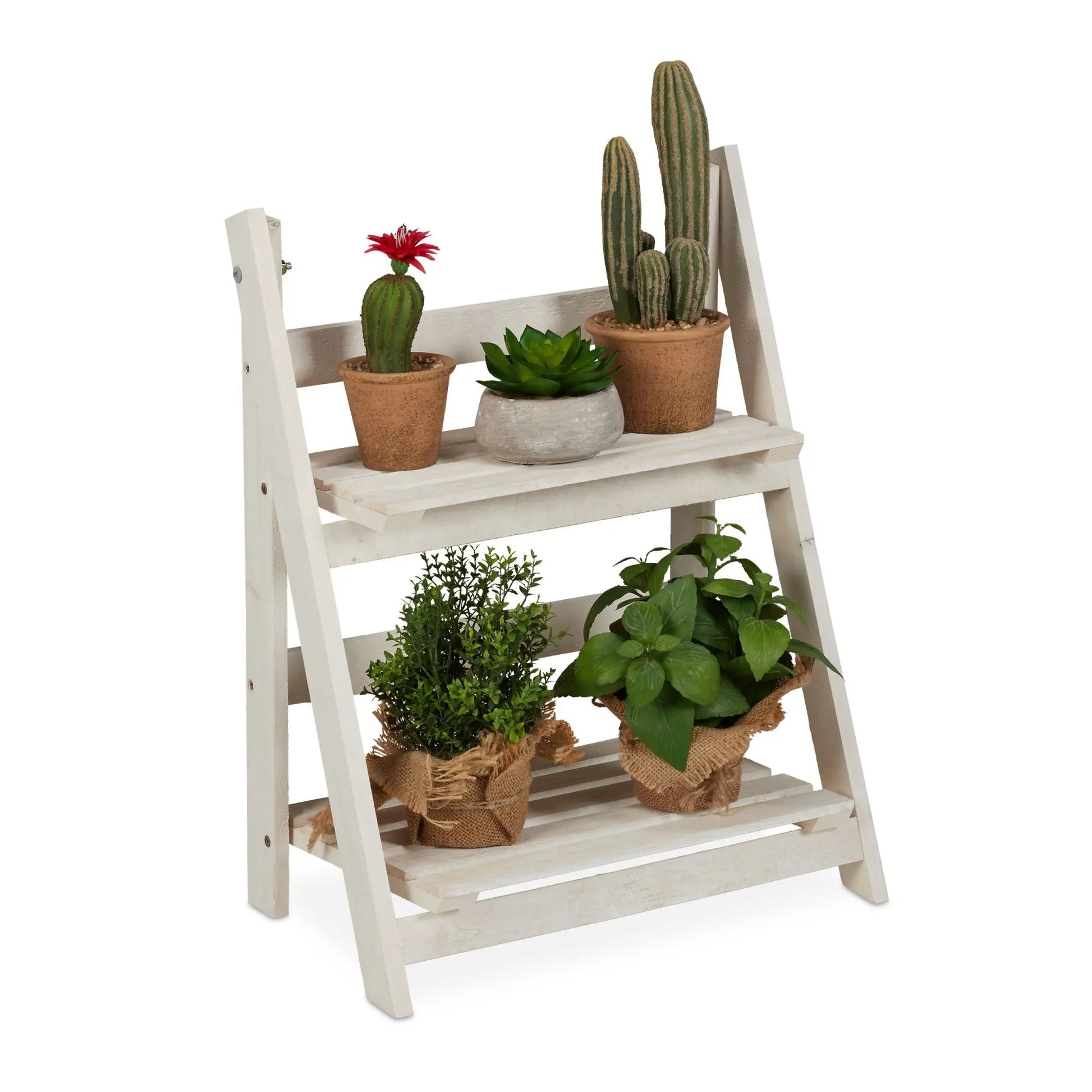 Blumentreppe Holz Weiss von Relaxdays