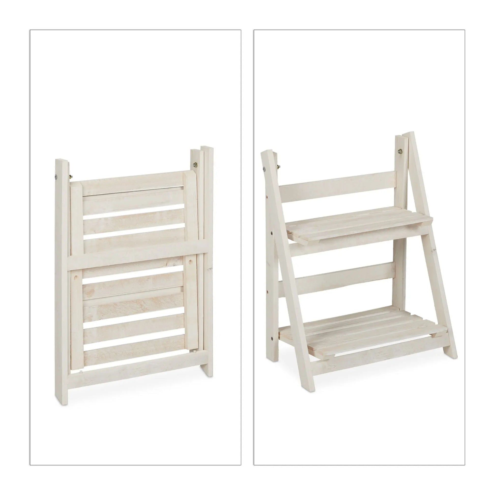 Blumentreppe Holz Weiss von Relaxdays