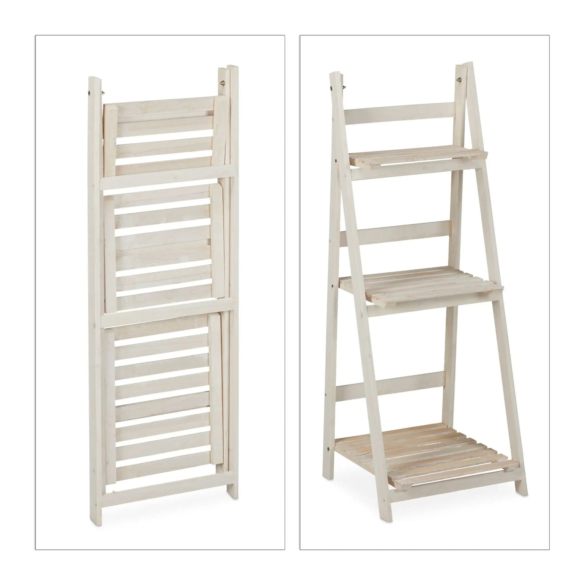 Blumentreppe Holz Weiss von Relaxdays
