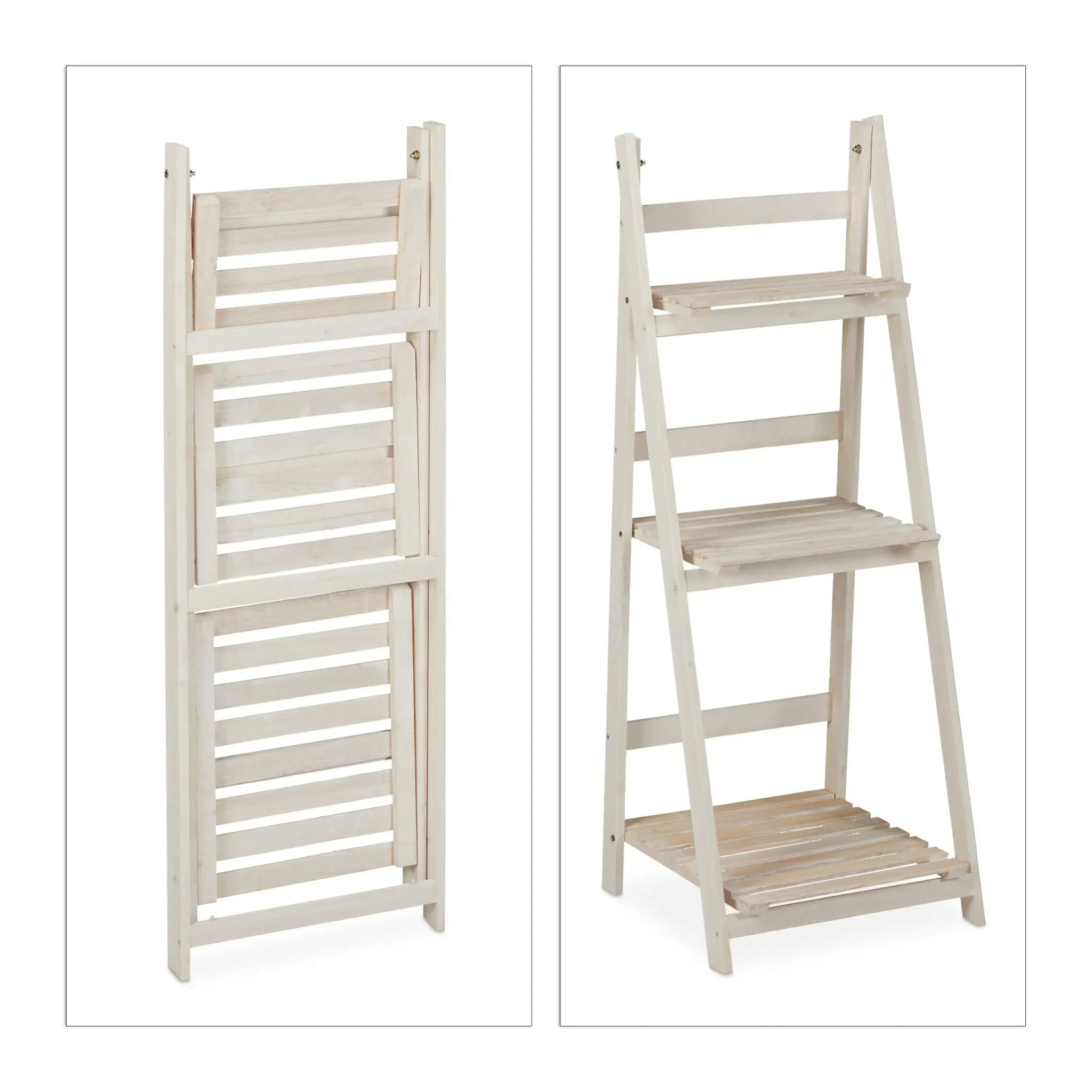 Blumentreppe Holz Weiss von Relaxdays