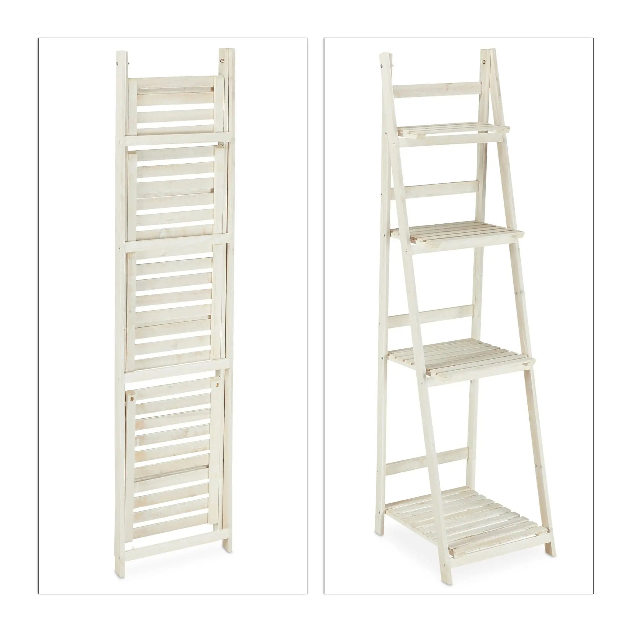 Blumentreppe Holz Weiss von Relaxdays
