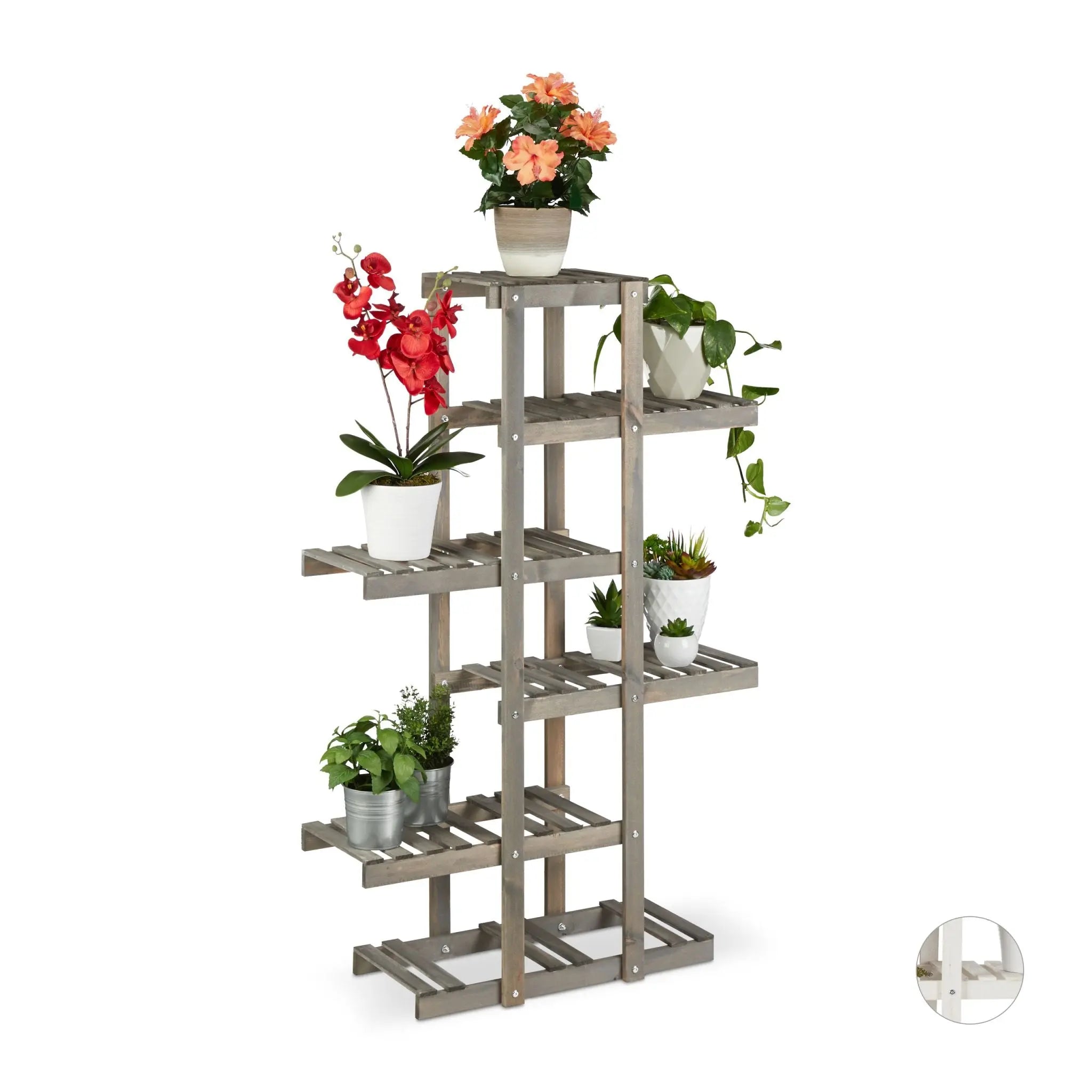Blumenregal Holz 5 Ebenen Grau von Relaxdays