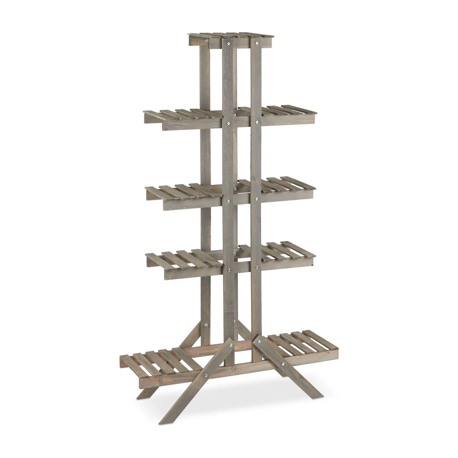 Blumentreppe Holz mit 5 Stufen Grau von Relaxdays