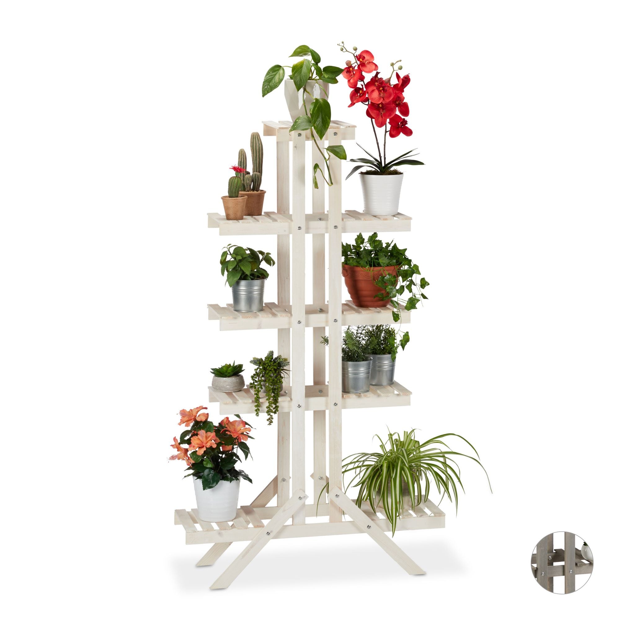 Blumentreppe Holz mit 5 Stufen Weiss von Relaxdays
