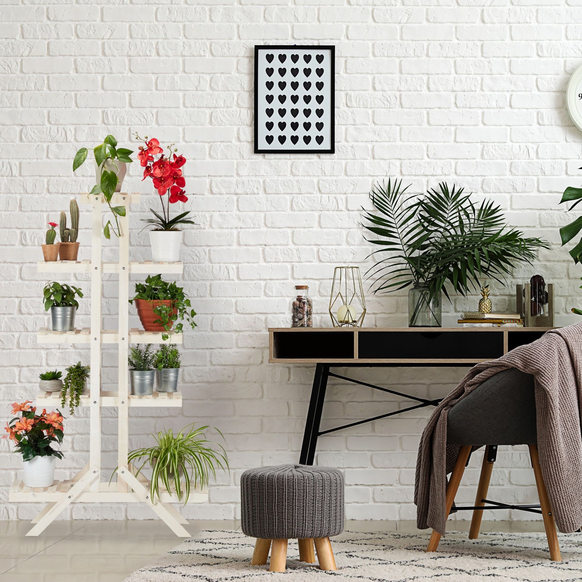 Blumentreppe Holz mit 5 Stufen Weiss von Relaxdays