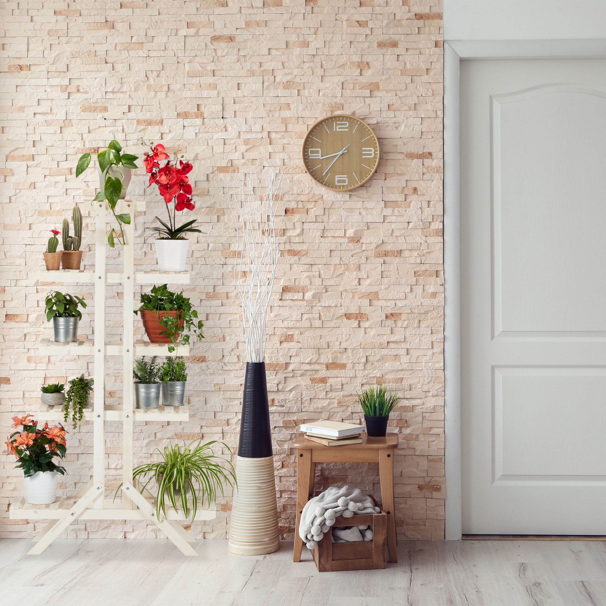 Blumentreppe Holz mit 5 Stufen Weiss von Relaxdays