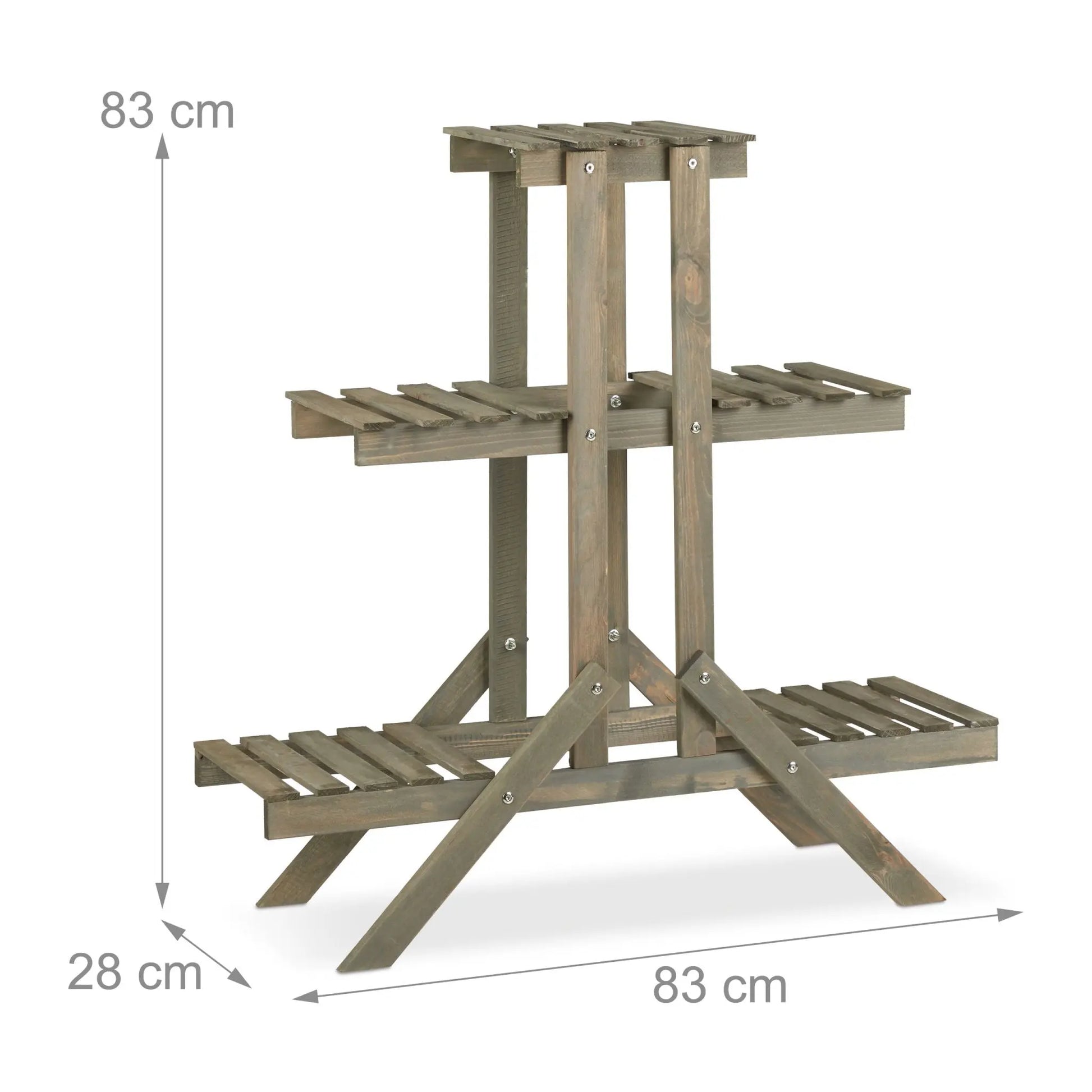 Blumentreppe Holz mit 3 Stufen Grau von Relaxdays