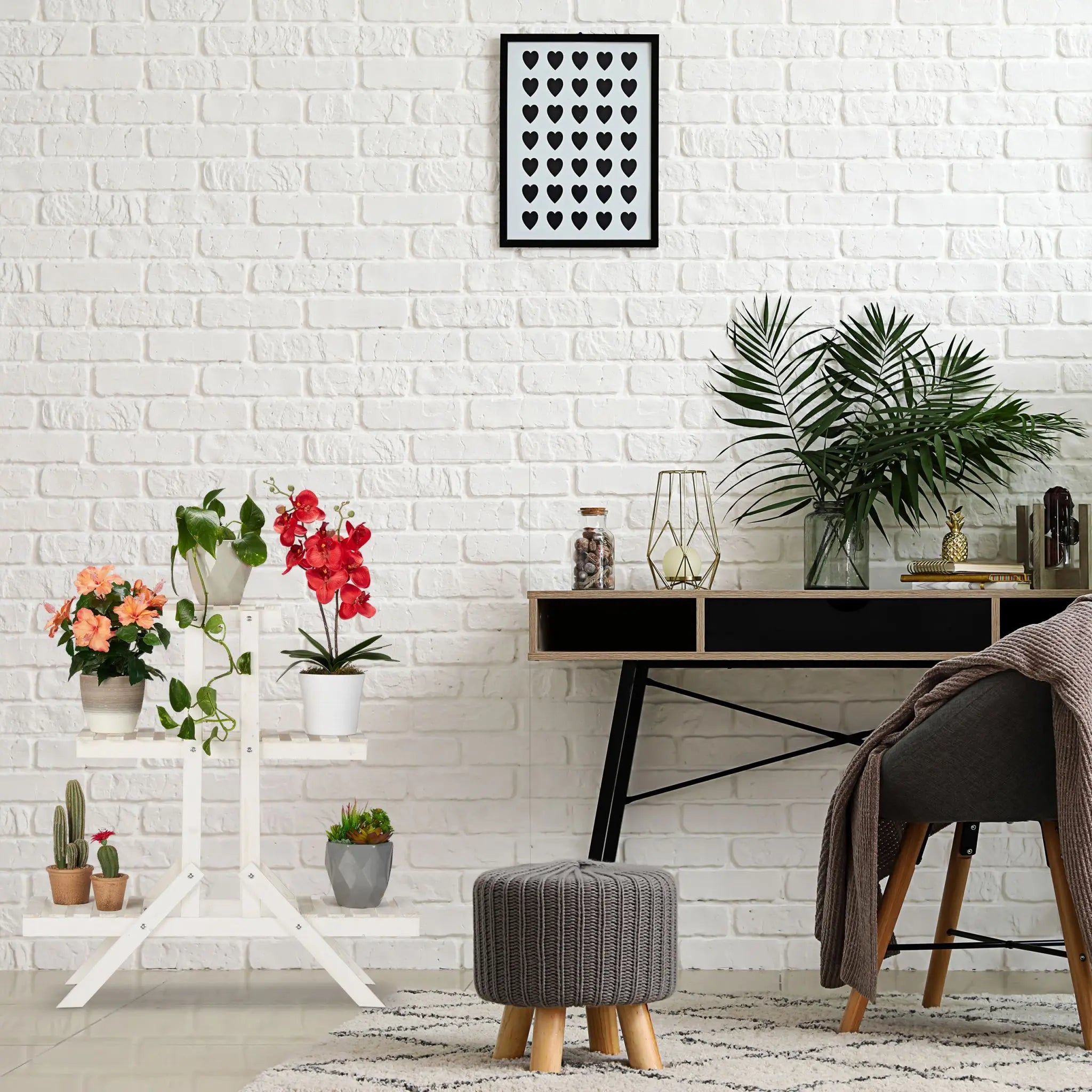 Blumentreppe Holz mit 3 Stufen Weiss von Relaxdays