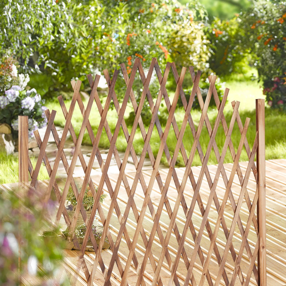 Rankgitter Holz ziehbar Grau von Relaxdays