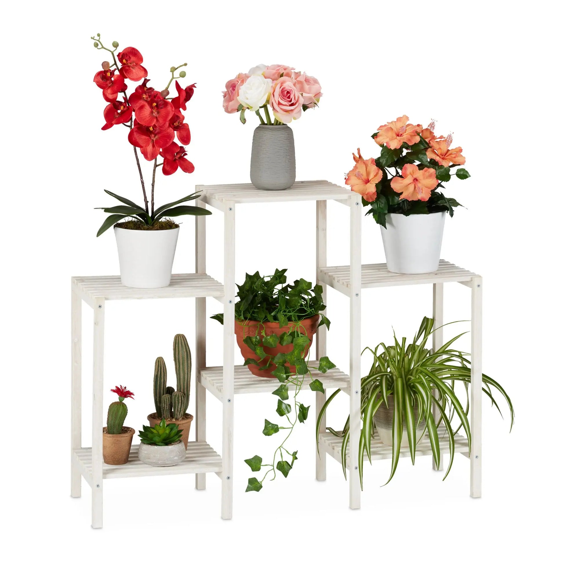 Blumenregal Holz weiss Weiss von Relaxdays