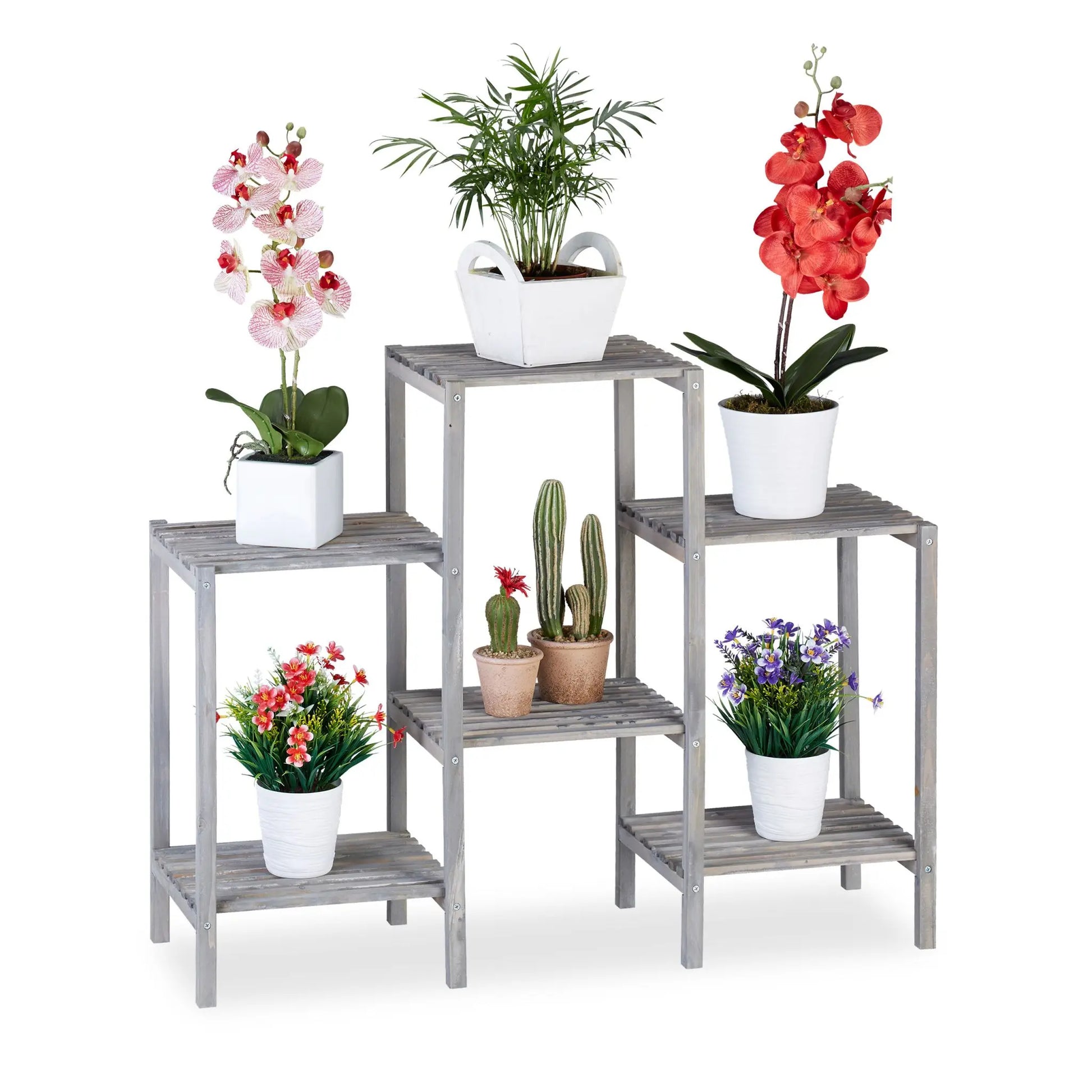 Blumenregal Holz Grau von Relaxdays