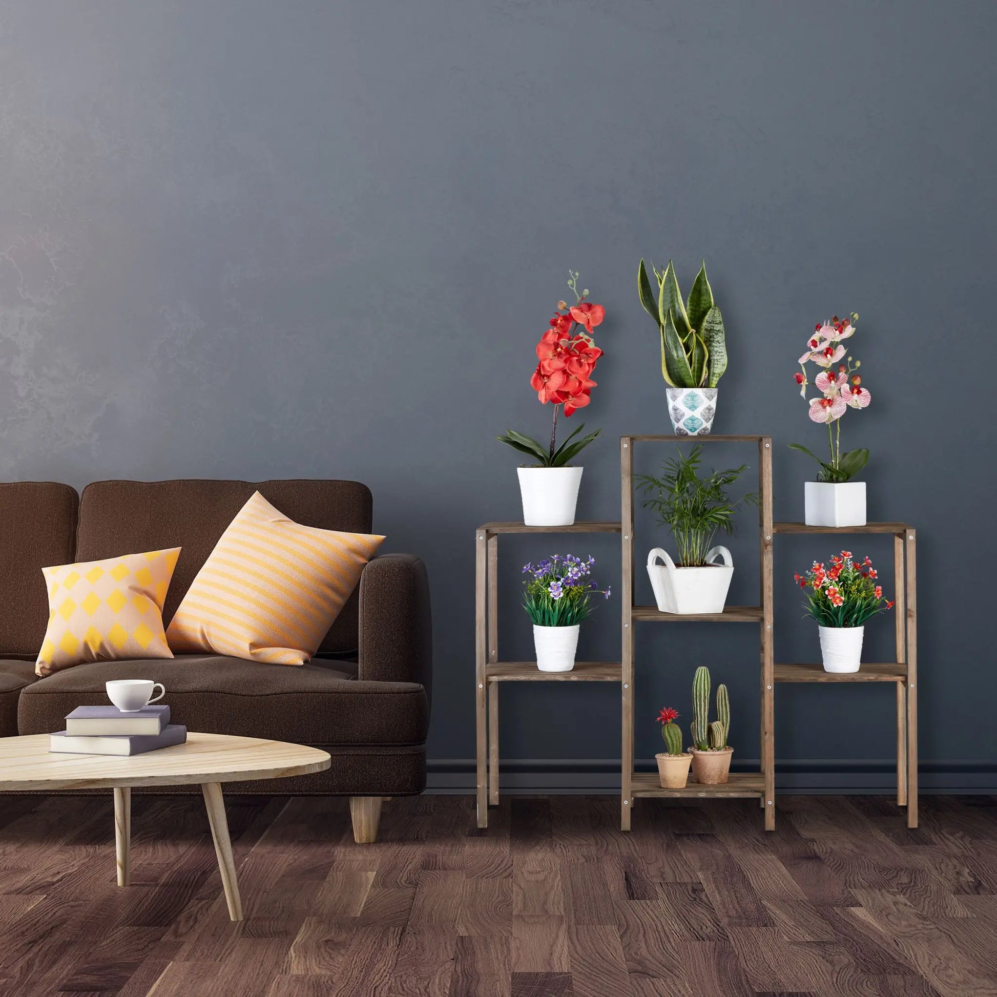Blumenregal Holz Dunkelbraun von Relaxdays