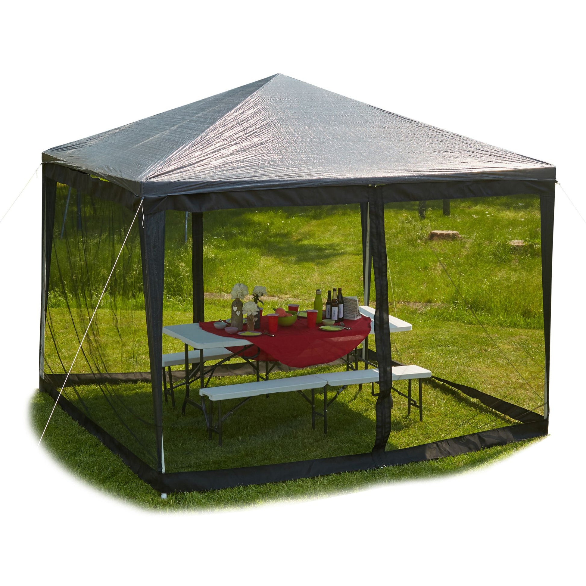 Moskitonetz für 3x3 Pavillon Schwarz von Relaxdays