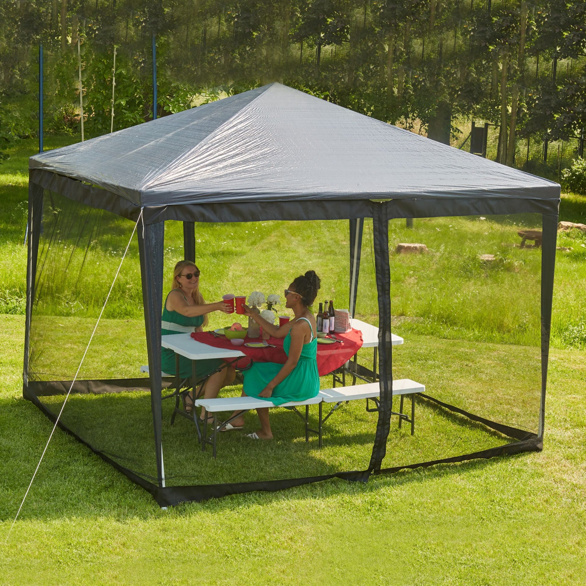 Moskitonetz für 3x3 Pavillon Schwarz von Relaxdays
