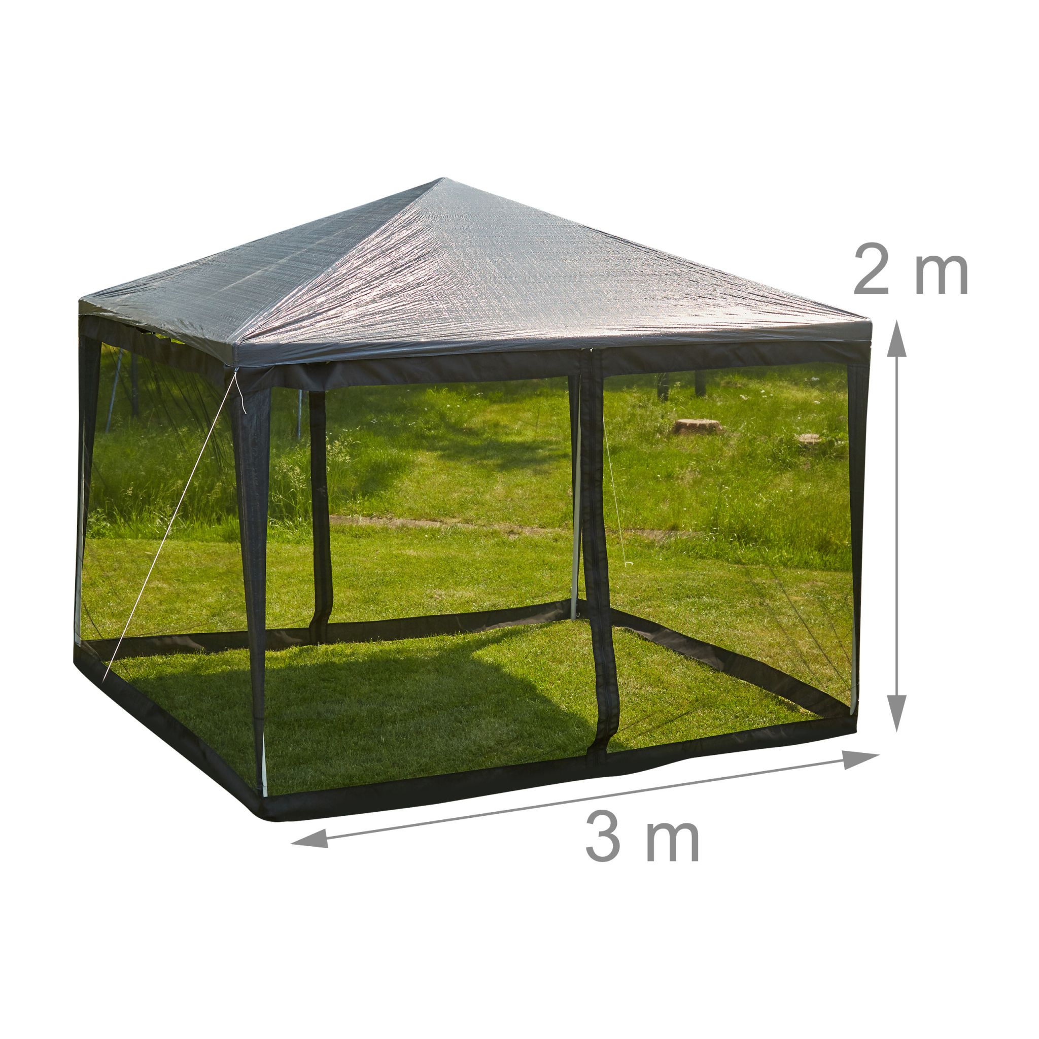 Moskitonetz für 3x3 Pavillon Schwarz von Relaxdays