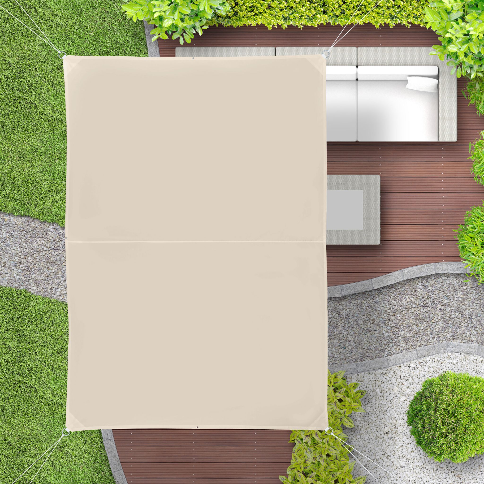 Rechteckiges Sonnensegel beige Beige von Relaxdays