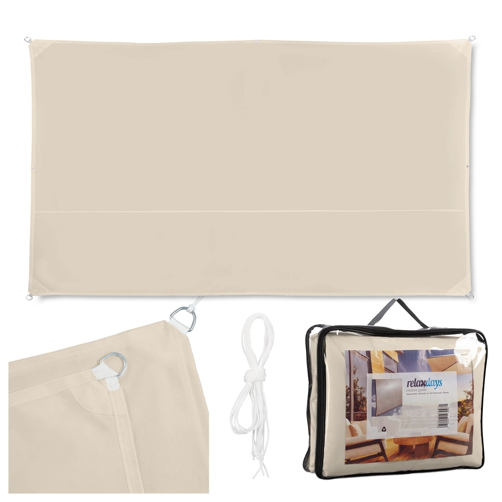 Rechteckiges Sonnensegel beige Beige von Relaxdays