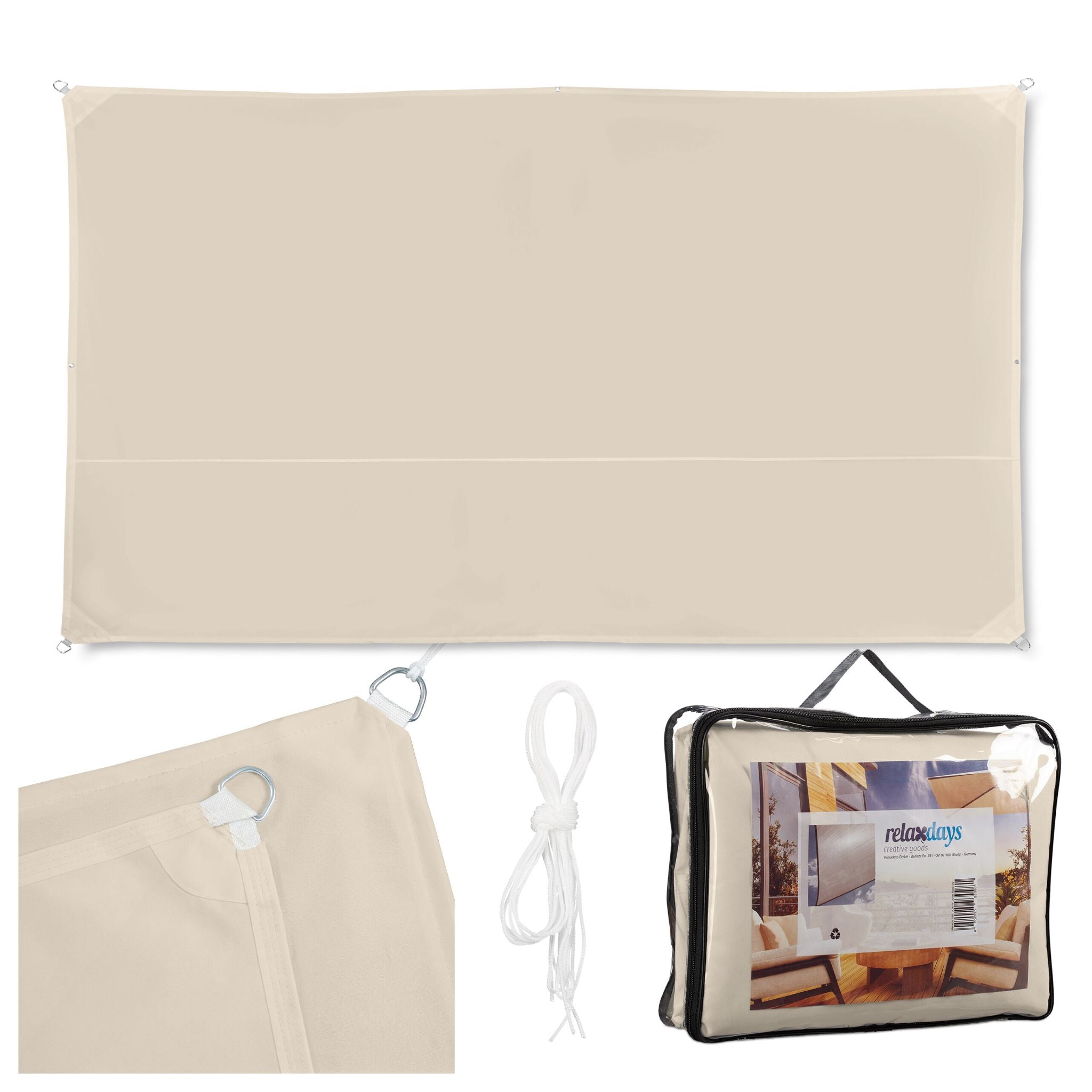 Rechteckiges Sonnensegel beige Beige von Relaxdays