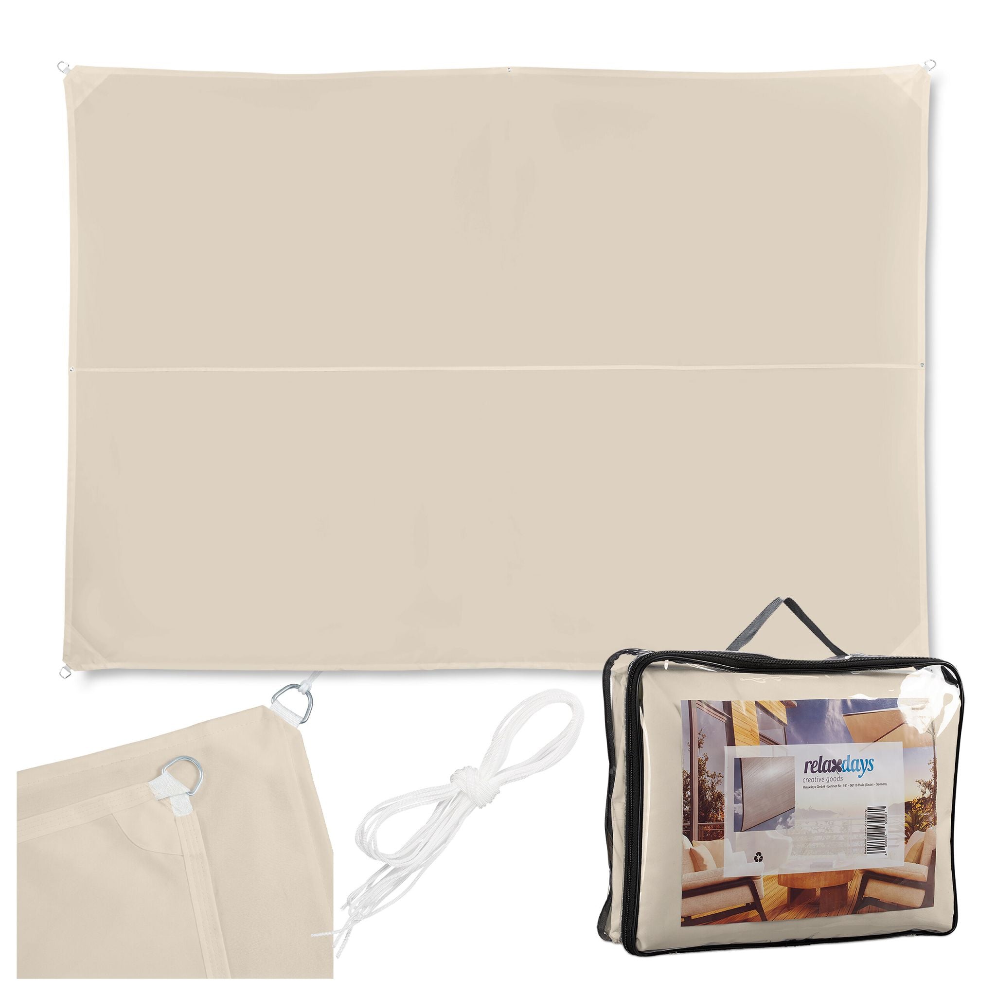 Rechteckiges Sonnensegel beige Beige von Relaxdays