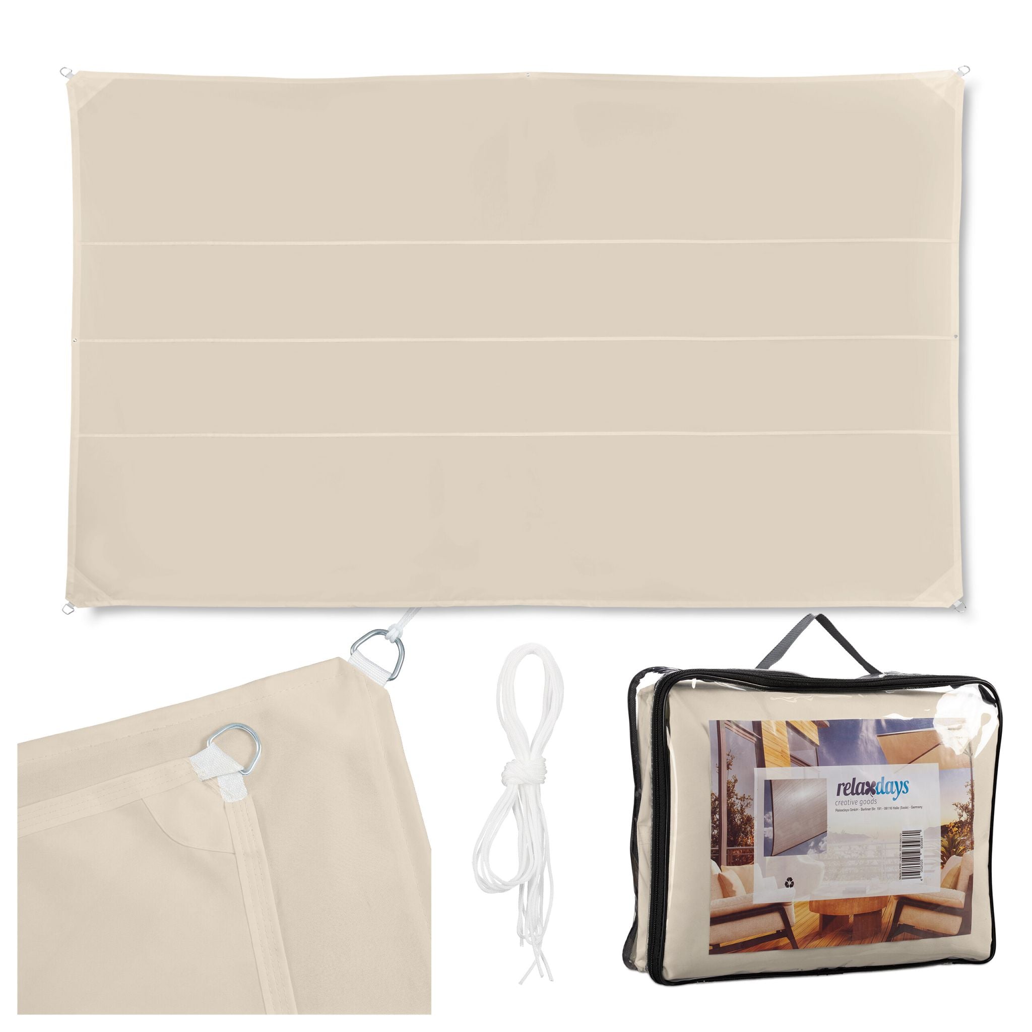 Rechteckiges Sonnensegel beige Beige von Relaxdays